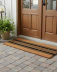 24" X 60" Brown and Black Coir Striped Outdoor Door Mat