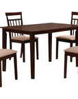 Five Piece Espresso Wood Dining Set with Four Chairs