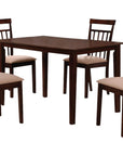 Five Piece Espresso Wood Dining Set with Four Chairs