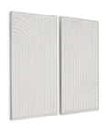 Set of Two White Metal Abstract Hanging Dimensional Sculptures