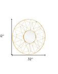 32" Gold Metal Round Accent Mirror