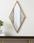 38" Brass And Silver Mixed Metal Diamond Accent Mirror