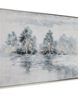 Winter's Woods Hand Painted Silver Floater Frame Wall Art