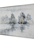 Winter's Woods Hand Painted Silver Floater Frame Wall Art