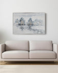 Winter's Woods Hand Painted Silver Floater Frame Wall Art