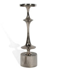 18" Silver Distressed Geometric Metal Tabletop Candle Holder