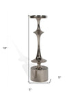 18" Silver Distressed Geometric Metal Tabletop Candle Holder