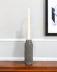 7" Gray Distressed Aluminum Geometric Tabletop Taper Candle Holder