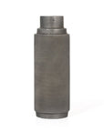 7" Gray Distressed Aluminum Geometric Tabletop Taper Candle Holder