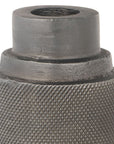 7" Gray Distressed Aluminum Geometric Tabletop Taper Candle Holder