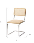 Set of Two Natural and Silver Steel Open Back Dining Side Chairs