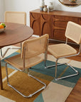 Set of Two Natural and Silver Steel Open Back Dining Side Chairs