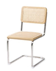 Set of Two Natural and Silver Steel Open Back Dining Side Chairs