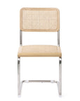 Set of Two Natural and Silver Steel Open Back Dining Side Chairs