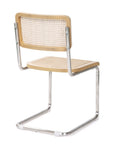 Set of Two Natural and Silver Steel Open Back Dining Side Chairs