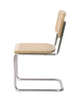 Set of Two Natural and Silver Steel Open Back Dining Side Chairs