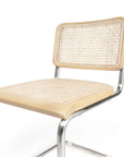Set of Two Natural and Silver Steel Open Back Dining Side Chairs