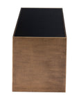48" Black and Brass Mirrored Glass and Steel Solid Coffee Table