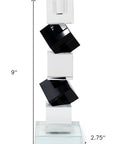 Set of Two Black And Clear Crystal Tabletop Taper Candlesticks