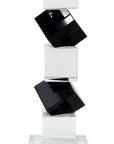 Set of Two Black And Clear Crystal Tabletop Taper Candlesticks