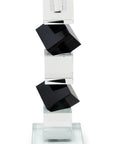 Set of Two Black And Clear Crystal Tabletop Taper Candlesticks