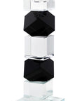 Set of Two Black And Clear Crystal Tabletop Taper Candlesticks