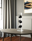 12" Black And Clear Crystal Tabletop Taper Candlestick