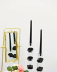 12" Black And Clear Crystal Tabletop Taper Candlestick