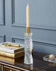 12" Clear And Gold Twisted Crystal Tabletop Taper Candlestick
