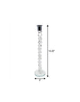 14" Clear And Silver Geo Stacks Crystal Tabletop Taper Candlestick