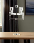25" Clear Faceted Crystal Tabletop Candelabra Candle Holder