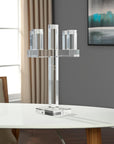 20" Clear Faceted Crystal Tabletop Candelabra Candle Holder
