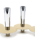 6" Silver And Gold Stainless Steel Tabletop Four Light Taper Candle Holder