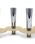 6" Silver And Gold Stainless Steel Tabletop Four Light Taper Candle Holder