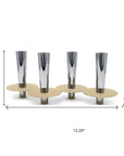 6" Silver And Gold Stainless Steel Tabletop Four Light Taper Candle Holder
