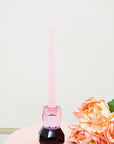 5" Pink And Black Faceted Crystal Tabletop Taper Candlestick