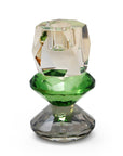 5" Amber Green And Smoky Black Faceted Crystal Tabletop Taper Candlestick