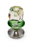 5" Amber Green And Smoky Black Faceted Crystal Tabletop Taper Candlestick