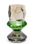 5" Amber Green And Smoky Black Faceted Crystal Tabletop Taper Candlestick
