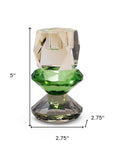 5" Amber Green And Smoky Black Faceted Crystal Tabletop Taper Candlestick