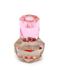 5" Pink And Clear Faceted Crystal Tabletop Taper Candlestick