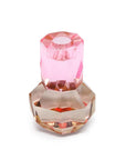 5" Pink And Clear Faceted Crystal Tabletop Taper Candlestick