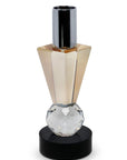 6" Silver Amber Clear And Black Faceted Crystal Tabletop Taper Candlestick