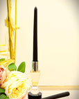 6" Silver Amber Clear And Black Faceted Crystal Tabletop Taper Candlestick