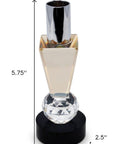 6" Silver Amber Clear And Black Faceted Crystal Tabletop Taper Candlestick
