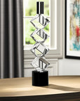 11" Silver Clear And Black Crystal Tabletop Taper Candlestick