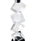 11" Silver Clear And Black Crystal Tabletop Taper Candlestick