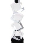 11" Silver Clear And Black Crystal Tabletop Taper Candlestick