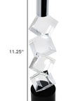 11" Silver Clear And Black Crystal Tabletop Taper Candlestick