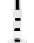 7" Silver Clear And Black Block And Cylinder Crystal Tabletop Taper Candlestick